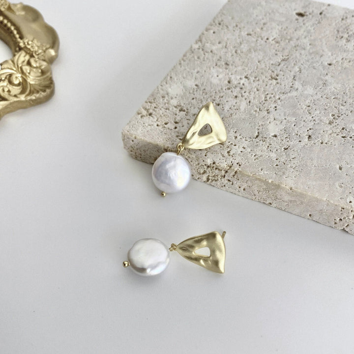 18k Gold-Plated Asymmetric Baroque Pearl Earrings