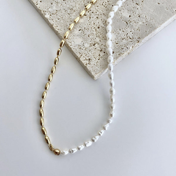 Sterling Silver Grain Pearl Necklace - EVERLIA STUDIO