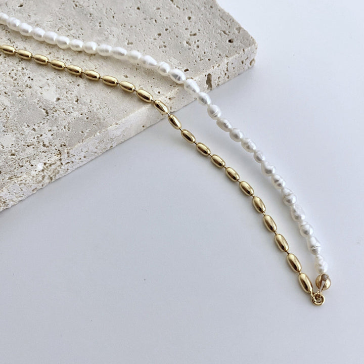 Sterling Silver Grain Pearl Necklace - EVERLIA STUDIO