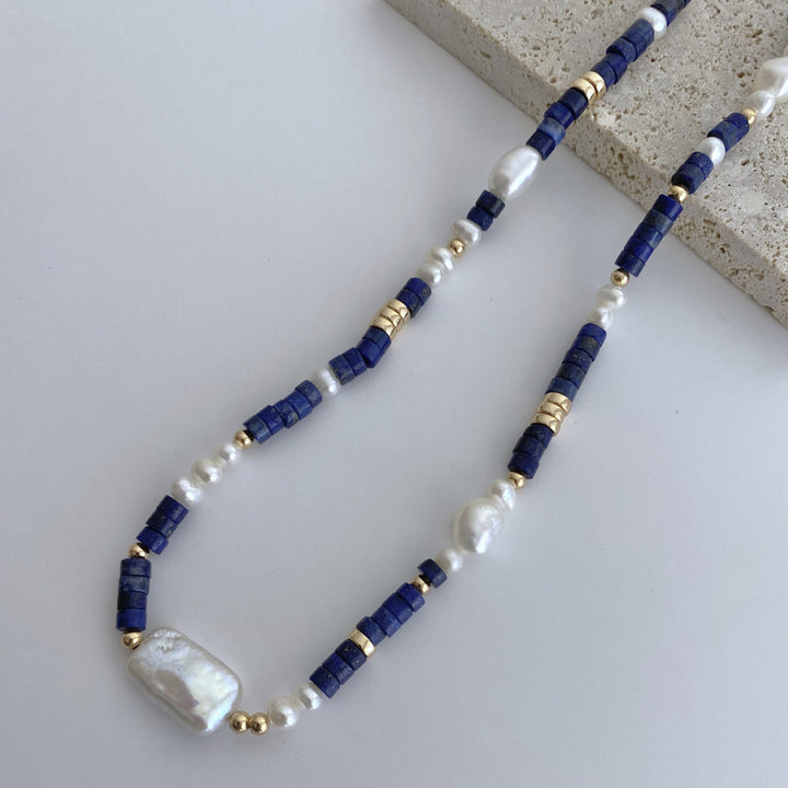 Blue Chalcedony Pearl Necklace - EVERLIA STUDIO