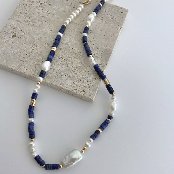 Blue Chalcedony Pearl Necklace - EVERLIA STUDIO