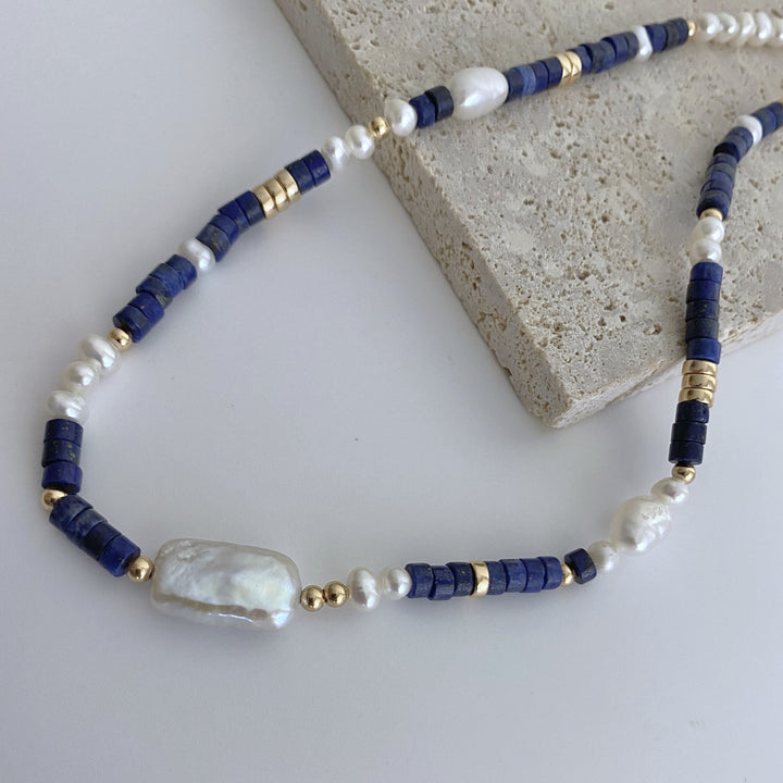 Blue Chalcedony Pearl Necklace - EVERLIA STUDIO