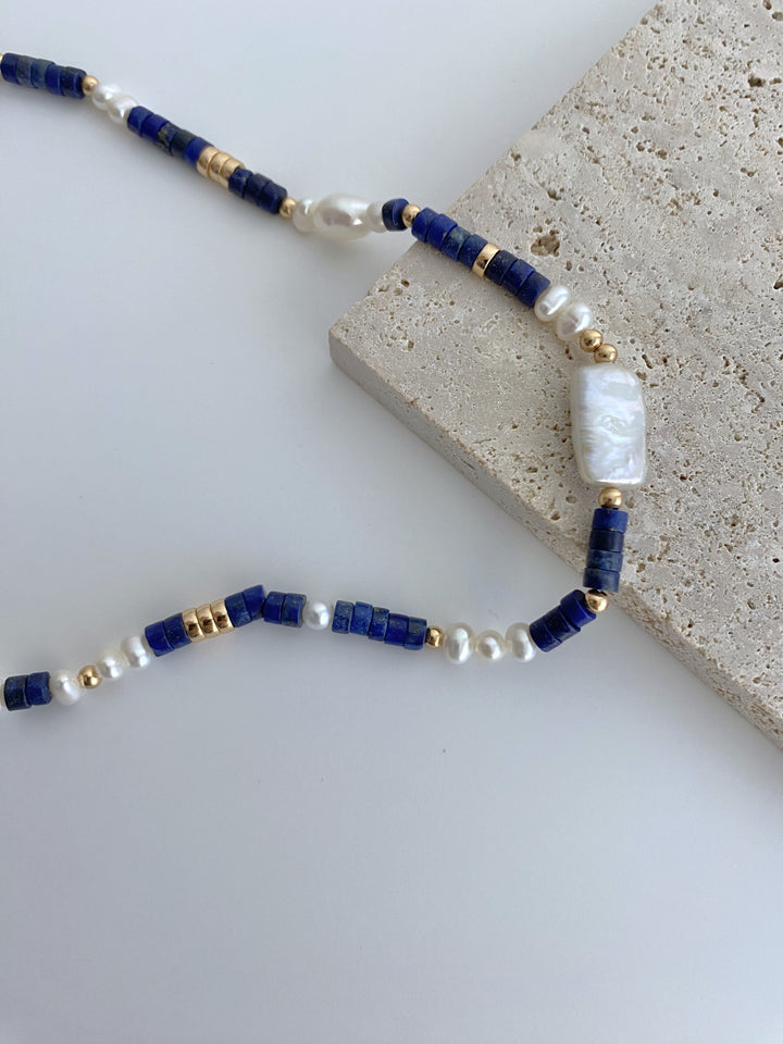 Blue Chalcedony Pearl Necklace - EVERLIA STUDIO