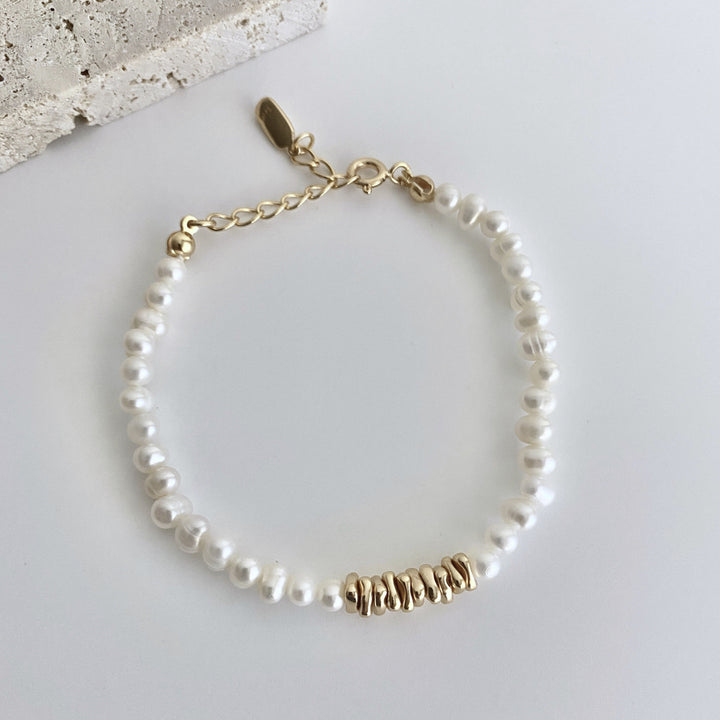 18k Gold-Plated Vintage Gold Pearl Bracelet - EVERLIA STUDIO