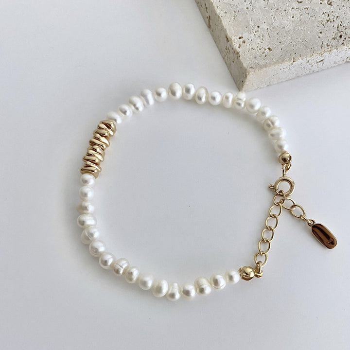 18k Gold-Plated Vintage Gold Pearl Bracelet - EVERLIA STUDIO