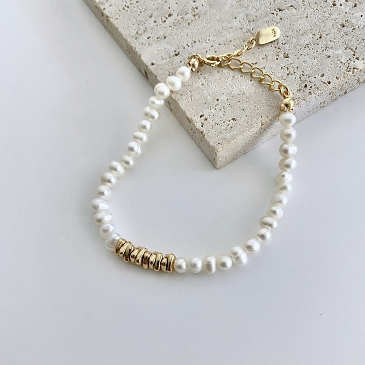 18k Gold-Plated Vintage Gold Pearl Bracelet - EVERLIA STUDIO