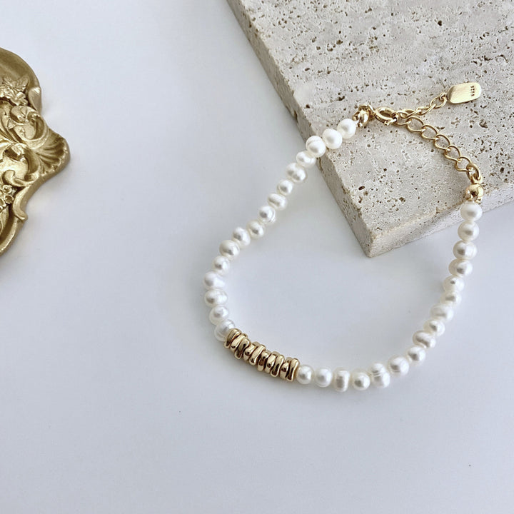 18k Gold-Plated Vintage Gold Pearl Bracelet - EVERLIA STUDIO