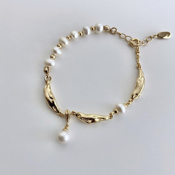 18k Gold-Plated Sterling Silver Pearl Scarf Bracelet - EVERLIA STUDIO