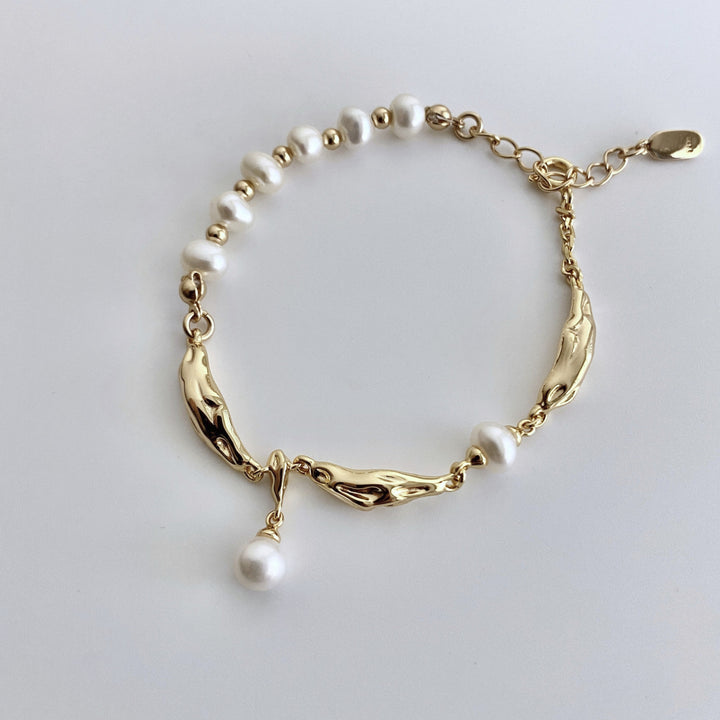 18k Gold-Plated Sterling Silver Pearl Scarf Bracelet - EVERLIA STUDIO