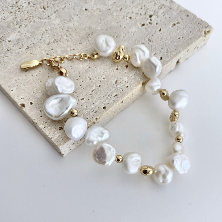 18k Gold-Plated Sterling Silver Pearl Bracelet - EVERLIA STUDIO