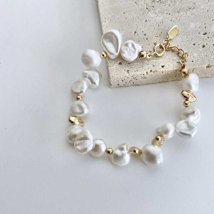 18k Gold-Plated Sterling Silver Pearl Bracelet - EVERLIA STUDIO