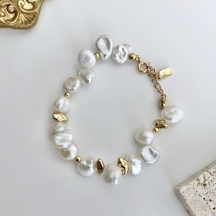 18k Gold-Plated Sterling Silver Pearl Bracelet - EVERLIA STUDIO