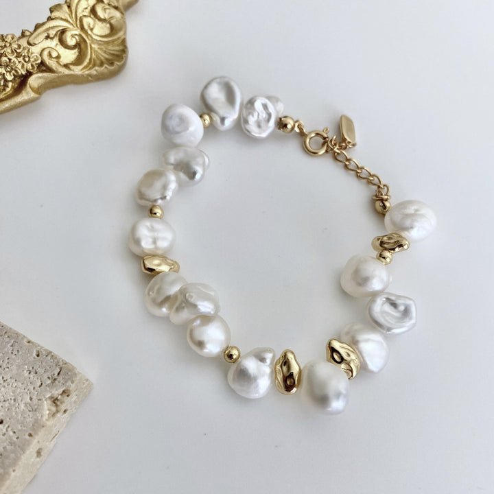 18k Gold-Plated Sterling Silver Pearl Bracelet - EVERLIA STUDIO