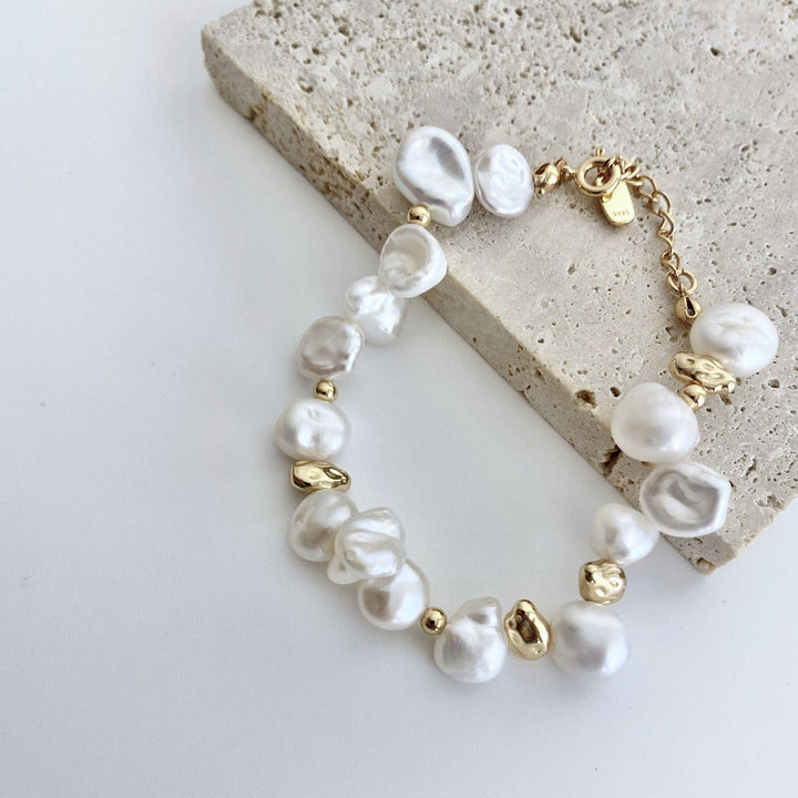 18k Gold-Plated Sterling Silver Pearl Bracelet - EVERLIA STUDIO