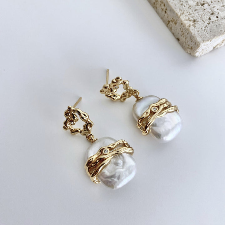 18k Gold Plated Sterling Silver French-inspired Natural Pearl Earring - EVERLIA STUDIO