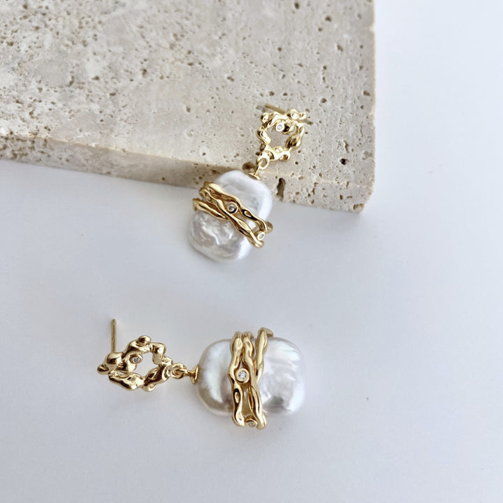 18k Gold Plated Sterling Silver French-inspired Natural Pearl Earring - EVERLIA STUDIO