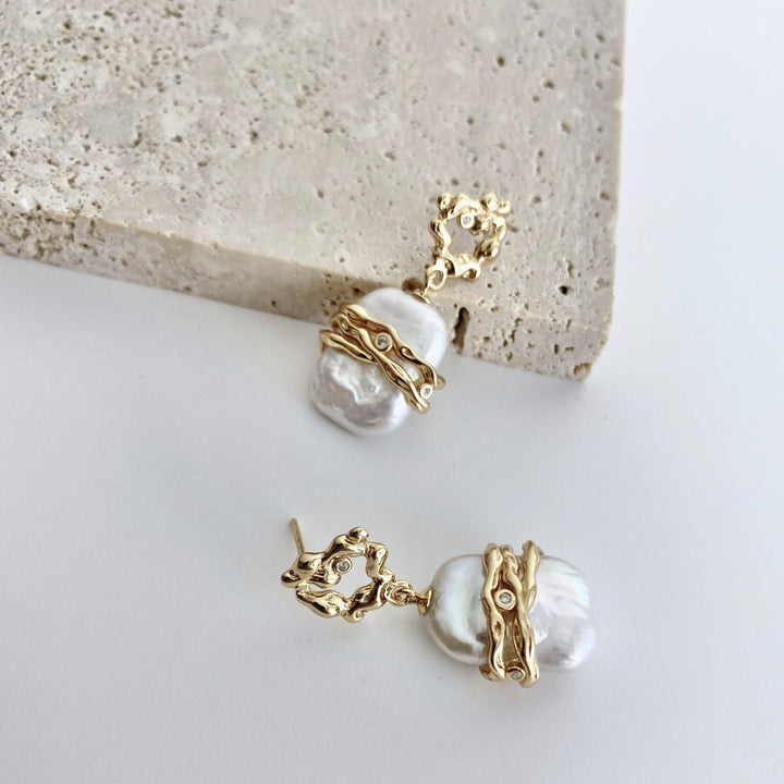 18k Gold Plated Sterling Silver French-inspired Natural Pearl Earring - EVERLIA STUDIO