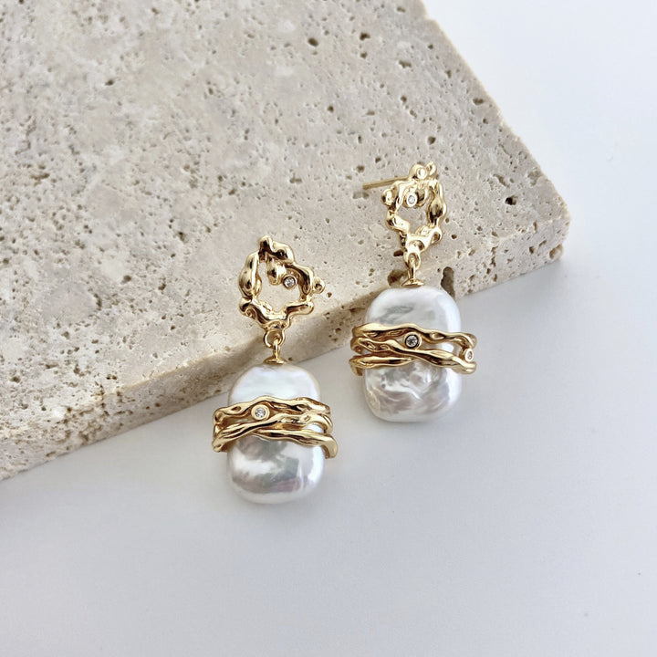 18k Gold Plated Sterling Silver French-inspired Natural Pearl Earring - EVERLIA STUDIO