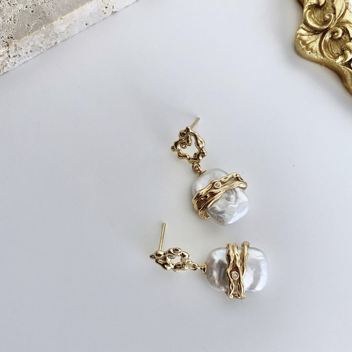 18k Gold Plated Sterling Silver French-inspired Natural Pearl Earring - EVERLIA STUDIO