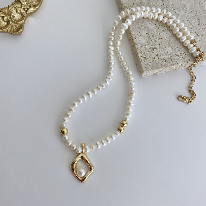 Elegant Gold Plated Pearl Necklace - EVERLIA STUDIO