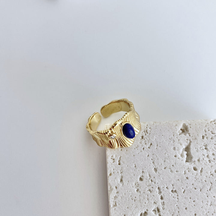 18k Gold-Plated Sterling Silver Blue Aventurine Ring - EVERLIA STUDIO