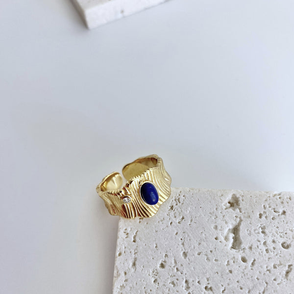 18k Gold-Plated Sterling Silver Blue Aventurine Ring - EVERLIA STUDIO