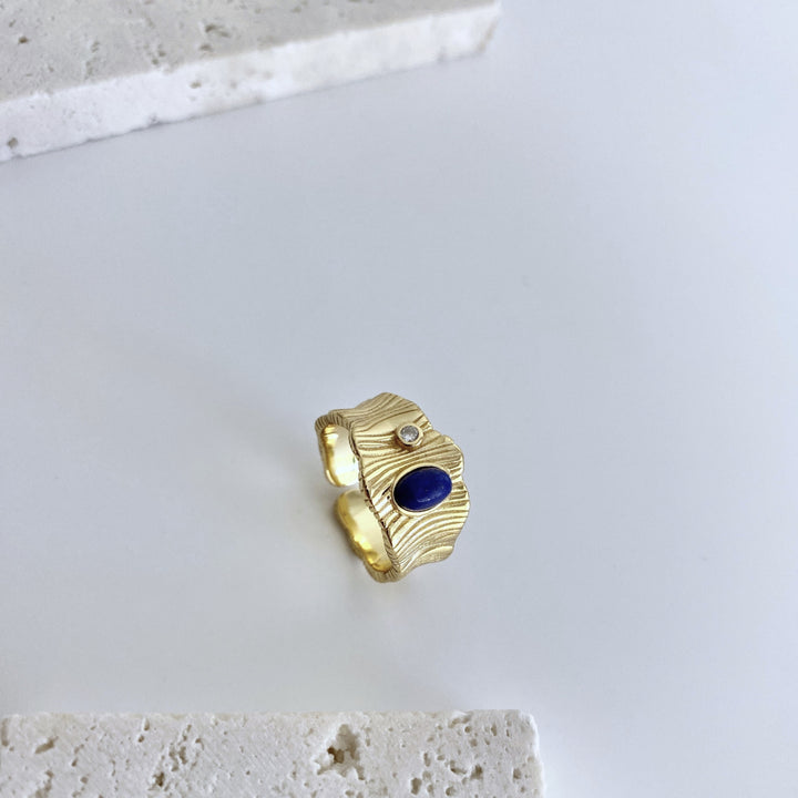 18k Gold-Plated Sterling Silver Blue Aventurine Ring - EVERLIA STUDIO