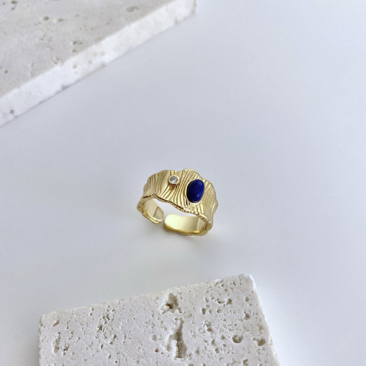 18k Gold-Plated Sterling Silver Blue Aventurine Ring - EVERLIA STUDIO