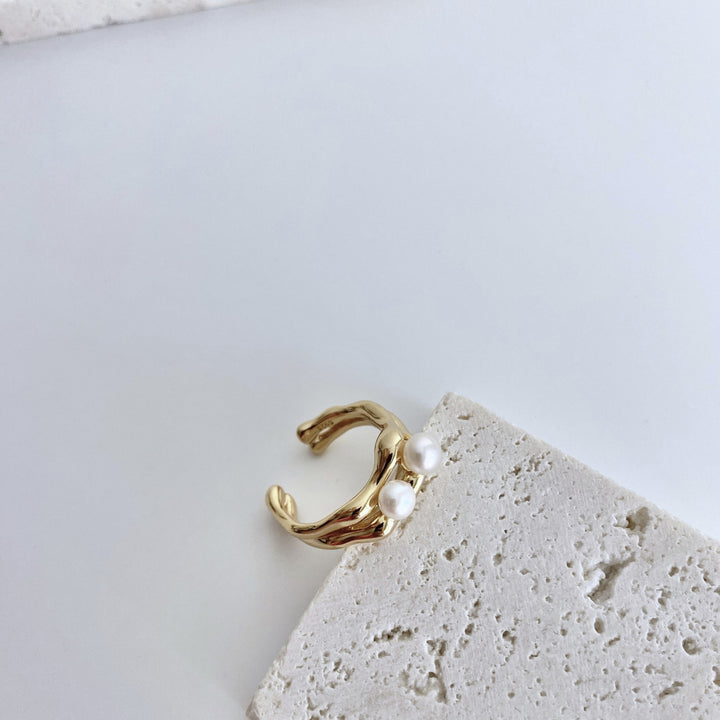 18k Gold-Plated Sterling Silver Double-layer Pearl Ring - EVERLIA STUDIO