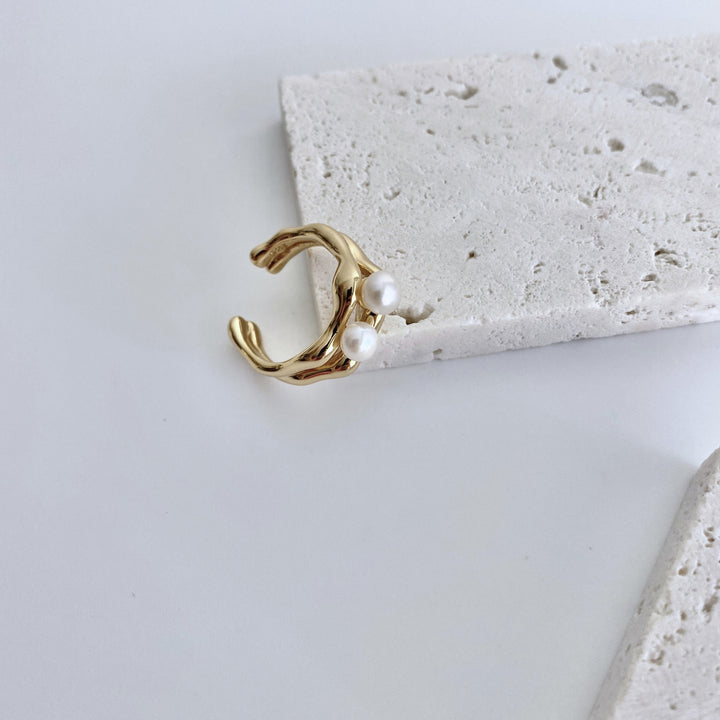 18k Gold-Plated Sterling Silver Double-layer Pearl Ring - EVERLIA STUDIO